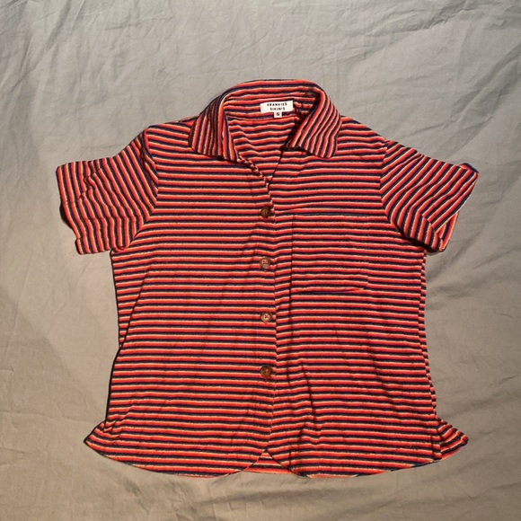 Frankie’s Bikinis Coco Terry Cloth Button-up in Sunset Stripe - Picture 2 of 2